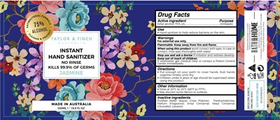 Label Image (Taylow And Finch Instant Hand Sanitizer Jasmine 500 mL 75vv)